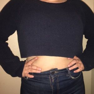 Dark Blue Cropped Sweater